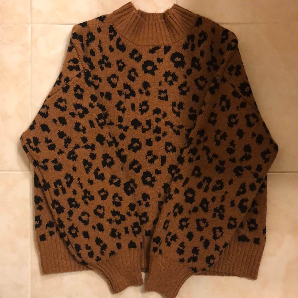 Cheetah print sweater, little turtle neck